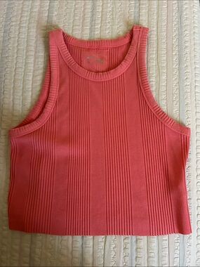 aerie Ribbed Crop Tank in Coral